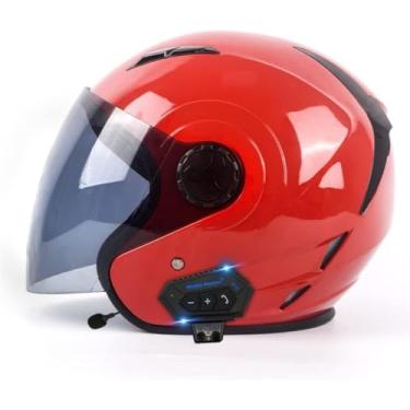 Imagem de Capacete De Motocicleta Bluetooth Capacete De Motocicleta De Rosto Aberto Equitação Motocross Racing Capacete De Motobike, CC18, L/59-60cm