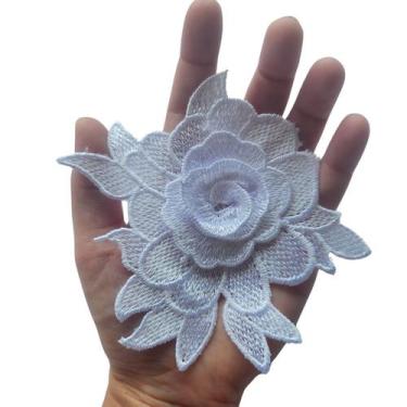 Imagem de Kit 3 Apliques Guipir Flor 3D4 P/ Véu CCB e Artesanato - Demavi
