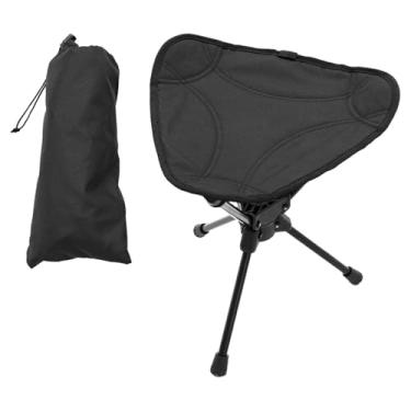 Imagem de harayaa Banco dobrável para acampamento, cadeira dobrável portátil, leve e compacto, apoio para os pés com bolsa para caminhadas, viagens, churrasco ao ar, Preto