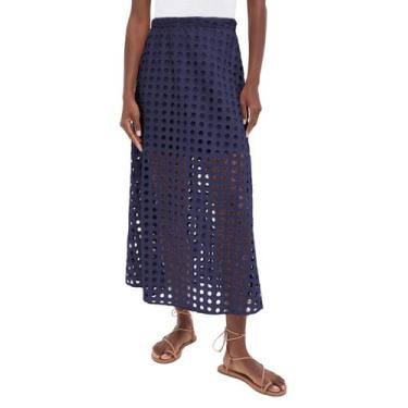 Imagem de Saia longa casual de verão Ailoqing 2025 para mulheres de algodão azul