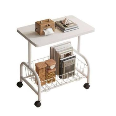 Imagem de Mesa Lateral Multiuso Com Rodinhas - Branca