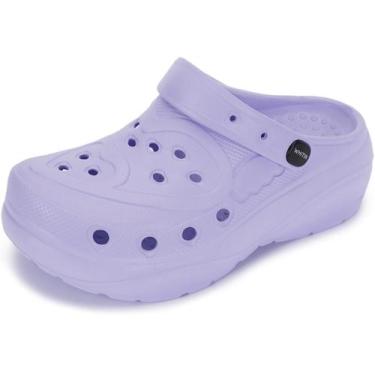 Imagem de Chinelos WHITIN Platform Clogs Mules Wedge Heel Purple 37