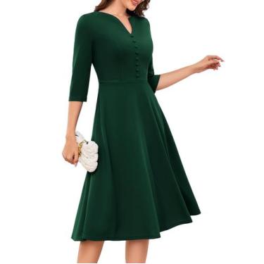 Imagem de Vestido de festa DRESSTELLS 2025, manga 3/4, decote em V, comprimento 