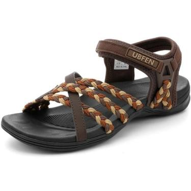 Imagem de Sandálias de caminhada UBFEN femininas Sport Walking marrons tamanho 9