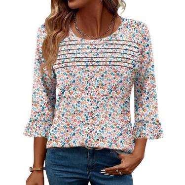 Imagem de Blusa túnica Blingfit feminina de manga 3/4 com estampa floral M