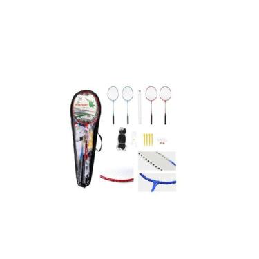 Imagem de Conjunto de badminton 4 raquetes + 2 petecas + rede - Lightbek Officia