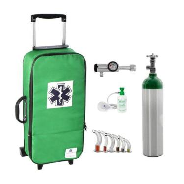 Imagem de Kit Oxigênio 3L Bolsa Verde com Rodinhas Sem Carga Válvula Click - Cor