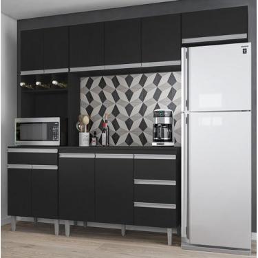 Imagem de Cozinha Modulada Completa Andréia 240 cm Com tampo Preto AJL