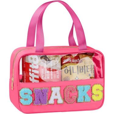 Imagem de Bolsa de lanche TESAFNG Chenille Letter Clear, bolsa de maquiagem impe