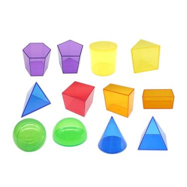 Imagem de Esquirla 12x Formas 3D Sólidos Geométricos Brinquedos de Aprendizagem Blocos de Formas Geométricas Multicoloridas Conjunto para Jardim de Infância Elementar