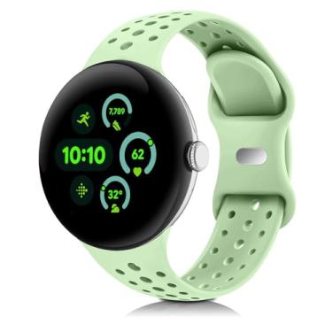 Imagem de HAYONLIY Pulseiras esportivas compatíveis com Google Pixel Watch 4/3/2/1 de 41 mm e 45 mm, pulseira respirável de silicone macio de substituição para mulheres e homens