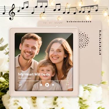 Imagem de Ímã de geladeira de música cinza personalizado – Função de reprodução e gravação em vários modos, ímã de placa Spotify com foto – Presentes elegantes para o Dia dos Namorados, aniversário, Natal, Dia