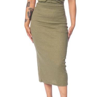 Imagem de Saia Feminina Habana Canelada Midi Verde, Verde, G