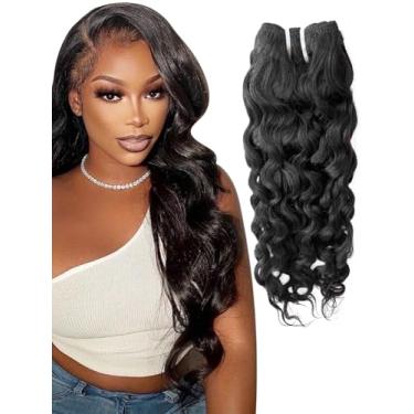 Imagem de BALORIECA Feixes de cabelo humano ondulado natural de 40,6 cm 100% cabelo virgem brasileiro não processado, extensões molhadas e onduladas, cor natural, macio, saltitante e perfeito para uso diário