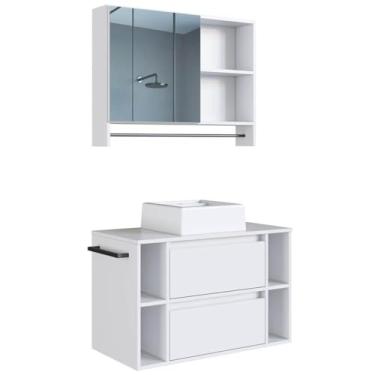 Imagem de Espelheira e Gabinete Suspenso com Cuba 80cm Branco Proddy