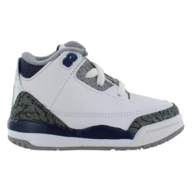 Imagem de Tênis infantil Jordan 3 Retro "Branco/Azul Marinho da Meia-Noite" (DM0968 140) TD, Branco/Azul-marinho, 7 Toddler