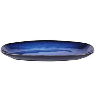 Imagem de Prato decorativo de cerâmica azul, mesa de entrada, tigela decorativa de cerâmica azul, tigela para chaveiro, tigela de doces, prato de salada, travessa pequena para quarto, peça central, mesa de