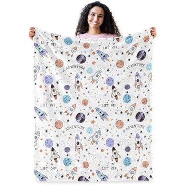 Imagem de Brinquedos espaciais para crianças, cobertor macio para decoração de sala espacial, planeta, cobertores, presentes de Natal, aniversário para crianças, adolescentes, sofá-cama 152 x 127 cm