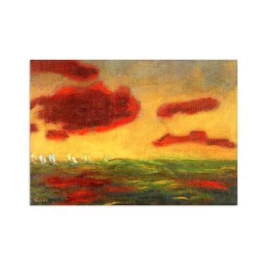 Imagem de Paisagem Abstrata Pôster Famosas Pinturas-Reprodução em Tela-Imagem Decoração Sala de Estar(High Sea) 50x70cm-19x27in Sem Moldura