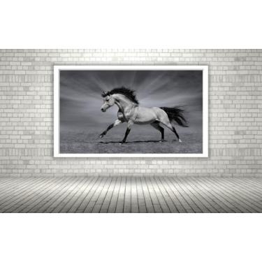 Imagem de Quadro Decorativo Cavalo Luz Preto e Branco - 70x50cm - Quadros On-lin