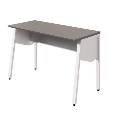 Imagem de Escrivaninha Escritório Industrial 120cm com Tampo Chanfrado e Pés Metal Industrial Executive Cinza Sagrado / Branco