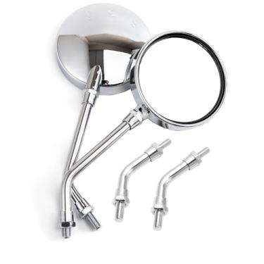 Imagem de Espelho de motocicleta redondo 9 cm haste curta longa 10 mm espelhos laterais universais para Cafe Racer Bobber Chopper ATV UTV Scooter Moto Retrovisor