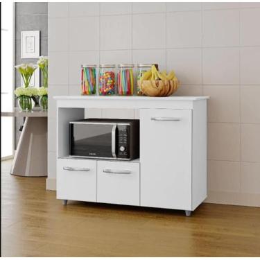 Imagem de Balcão Multiuso Liza de Cozinha para Forno Microondas Branco - Moblis 