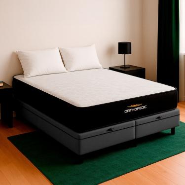 Imagem de Cama Box Baú King E Colchão Orthopedic D33 V-store Cinza