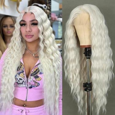 Imagem de Peruca frontal de renda sintética SAPPHIREWIGS Platinum Blonde 30in