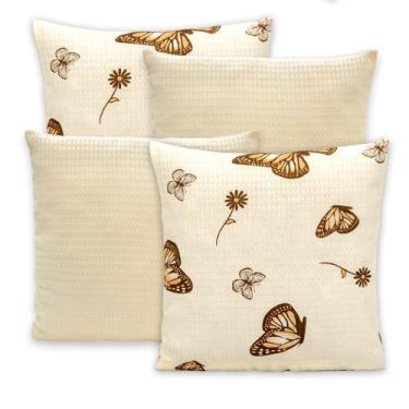 Imagem de Kit 4 Capas Piquet P/ Almofadas 40x40 Com Zíper Lisas e Estampadas - R