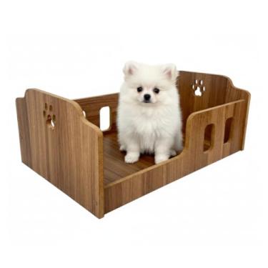 Imagem de Cama para Cachorro em MDF Resistente com 15mm Moderna e de Alta Durabilidade Berço Seguro para Pets Cães e Gatos (Marrom)