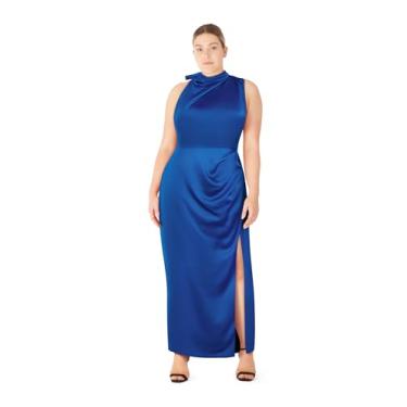 Imagem de City Chic Vestido feminino plus size coquetel - amor moderno maxi, Azul, 52