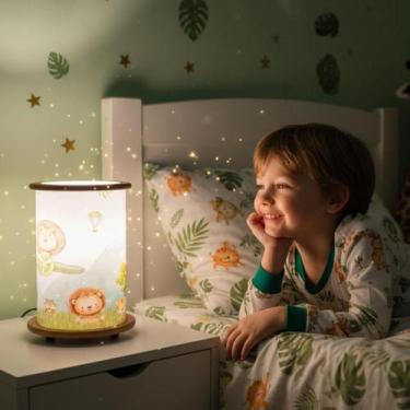 Imagem de Abajur Luminária Mesa Infantil Safari animais, Quarto Criança Madeira 