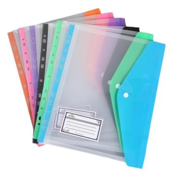 Imagem de OHPHCALL Bolsos de plástico para fichário, botão de pressão, 6 unidades de sacos de pasta de arquivo para organizador de armazenamento de papel