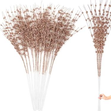 Imagem de Geosar 14 peças de enfeites de caule de baga com glitter artificial longo, 71 cm, palitos de decoração de árvore de Natal, hastes decorativas de Natal, galhos de galho com glitter para decoração de