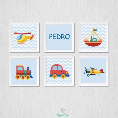 Imagem de Quadro Infantil Menino com Brinquedos Divertidos - Kit com 6 Quadros 2