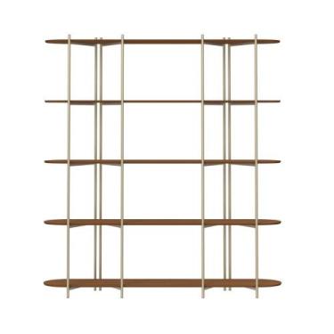 Imagem de Estante de Livros Enya 180 cm  5 Prateleiras, Aço Carbono e MDF - PROV