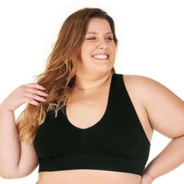 Imagem de Sutiã Top Nadador Plus com Bojo Removível Sem Costura Preto Zee Rucci,