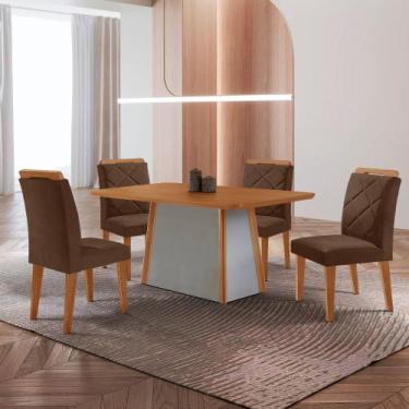 Imagem de Mesa de Jantar Diane Tampo 120cm MDF Canto Copo e 4 Cadeiras Melissa M