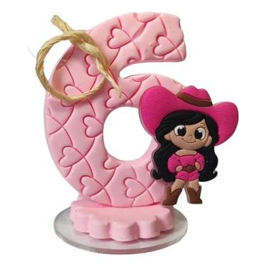 Imagem de Vela de Aniversário Boiadeira em Biscuit com Aplique (3 anos)