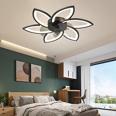 Imagem de Ventiladores com Ceililights Ventilador Silencioso Reversível com Controle Remoto Led Ceililights com Temporizador 66W para Quarto Liviroom Diniroom Ventilador Iluminação/Preto