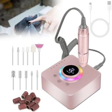 Imagem de Lixa de unha elétrica, furadeira de unha, furadeira para unhas, lixadeira de unha elétrica portátil recarregável, máquina de manicure profissional, lixa de unha artística de 45.000 RPM, furadeira