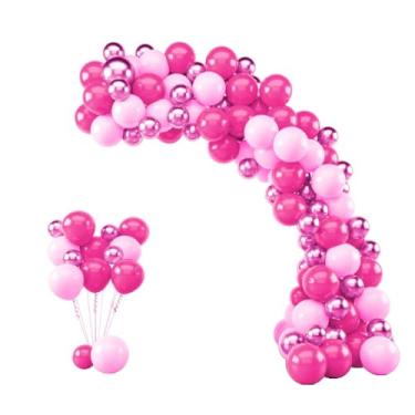 Imagem de Kit 125 Balões Rosa Claro + Pink + Rosa Metalizado - Balão Bexiga Liso/Cromado Para Festas e Aniversários