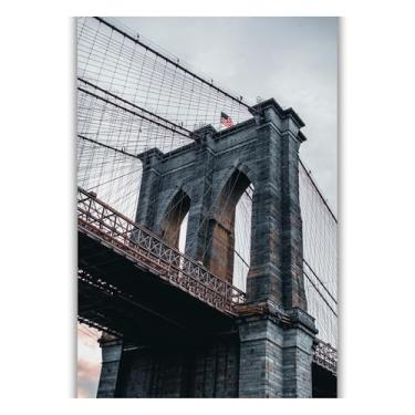 Imagem de Summit Designs Ponte do Brooklyn Impressão de arte de parede sem moldura 28 x 35 cm - Pôster de fotografia de arquitetura NYC Cidade de Nova York Industrial Urbana Sala de Estar Decoração de