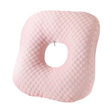 Imagem de WeiLaiKeQi Travesseiro para piercing de orelha para quem dorme de lado, suporte para pescoço, fronha removível, confortável com furo, protetor auricular para, Rosa