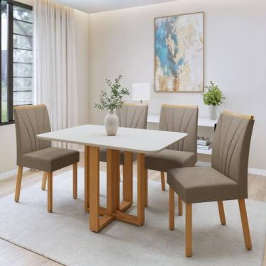 Imagem de Conjunto Sala de Jantar 4 Lugares Retangular Tampo MDF Mesa Bold com C