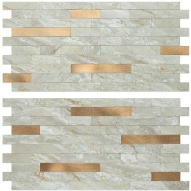 Imagem de Azulejos de parede AULIGET Faux Stone Mármore Marrom Claro PVC x20