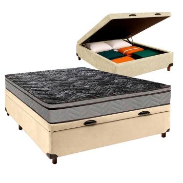 Imagem de Conjunto Cama Box Bau Blindado Casal + Colchão D28 Conforto Paropas