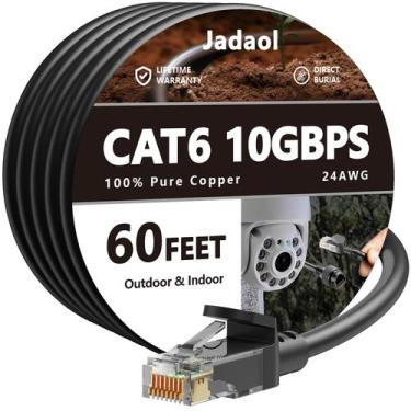 Imagem de Cabo Ethernet Jadaol Cat 6 18m externo/interno 10Gbps preto