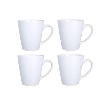 Imagem de Jogo 4 Canecas em Melamina Branco com Alça 350ml